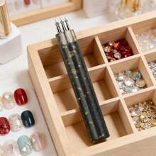 1 pieza Pincel de arte de uñas de acrílico con mango negro brillante, herramienta de decoración de uñas multifuncional con rhinestones para manualidades de arte de uñas y creación de joyas, disponible en múltiples tamaños - Multicolor - Ver 4