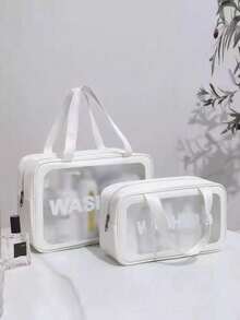 化妆包，女士透明化妆包，防水化妆包，化妆包，洗漱包（大号、中号、小号） - 白色 - 查看 3