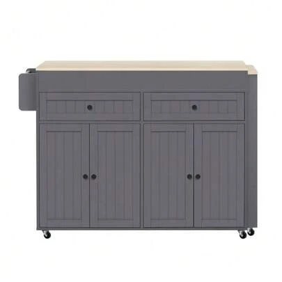 Kitchen Island On Wheels, Extendable Dining Area Kitchen Island With Worktop And Drawers, Mobile Freestanding Kitchen Island, Ideal For Kitchen And Dining Room