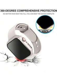 1pc Hard PC Protective Case With Screen Protector, Compatible With Apple Watch 40mm/41mm/42mm/44mm/45mm/46mm/49mm, Anti-Fall, Anti-Scratch, Fashionable Casual, Sporty, Compatible With Apple Watch Ultra/11/10/9/8/7/6/5/4/3/SE, Unisex - Starlight - View 5