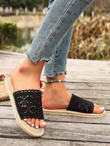 2026 Minimalist Open Toe Flat Slip-On Sandals, Suitable For All Seasons - Black - View 6