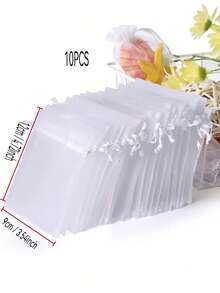 5/10/20/50/100 chiếc Túi vải organza nhiều màu, Túi đựng quà, Túi quà tặng, Đồ dùng gia đình, Túi đựng đồ bằng nylon, Đồ dùng tiệc tùng ngày lễ, Đồ dùng đám cưới, Bao bì trang trí quà tặng, Túi đựng đồ làm bánh, Bao bì phụ kiện trang sức, Túi dây rút quà tặng, Túi đựng trang sức quà tặng sinh nhật - Trắng - Xem 14