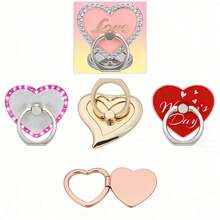 闪亮心形手机指环支架 - 可爱闪亮手机指环支架，适用于所有智能手机，360°旋转支架，便携式手机配件 - 彩色 - 查看 11