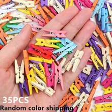 Mini Wooden Clothespins, Colorful Wood Clips, Photo Clips, DIY Craft Clips, Christmas Decoration, Wedding Decor, Party Supplies, Photo Wall Clips, Hanging Pegs, Small Wooden Clips - Random Color - View 13