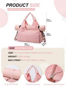 Unisex Yoga Fitness Bag With Water Bottle Holder, Shoe Compartment, Wet & Dry Separation Pockets, Adjustable Yoga Mat Strap, Large Capacity Multi-Function Gym Bag, Yoga Tote Bag, Fitness Travel Bag - Multicolor - View 6