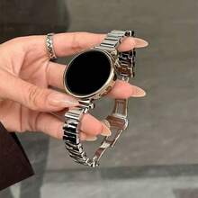 1条18mm/20mm/22mm非对称金属表带 - 时尚替换表带，兼容三星Galaxy Watch 7/6/5/4（40mm/44mm）、Galaxy Watch 5 Pro、Galaxy Active 2、Watch 6/4、GT6/GT5/GT4/GT3/GT2 Pro，蝴蝶扣设计，舒适耐用，男女通用 - 銀色 - 查看 2