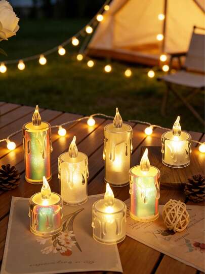 3件套创意LED蜡烛夜灯，彩色仿真蜡烛灯，浪漫求婚装饰