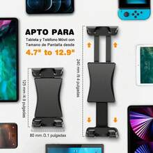 Soporte Pared Ajustable Tablet Para Cocina Escritorio Negro - Negro - Ver 5