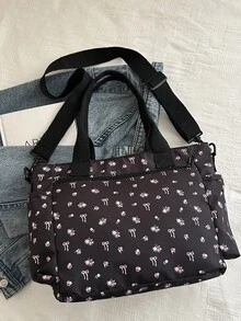 Bolso de hombro tipo tote de gran capacidad y bolsillosúltiples, de estilo minimalista y moderno, adecuado para la escuela, el trabajo y los viajes, se puede usar como bandolera - Negro 2 - Ver 7