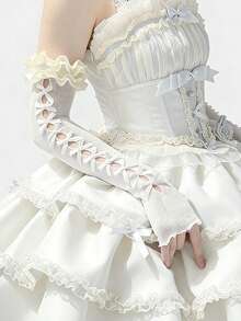 Millennium Y2K Japanese Style Double-Layer Satin Lolita Sheer Sun Protection Arm Sleeves - Multicolor - View 7