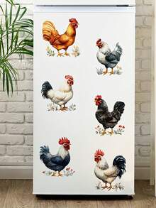 1 pieza Adhesivo de pared con estilo de granja de pollo, pato y huevo, autoadhesivo, adecuado para decorar la cocina, el refrigerador y el comedor. Estos gráficos 2D removibles miden 40 x 60 cm o 15.7 x 23.6 pulgadas. - A - Ver 3
