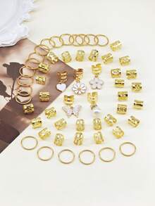 55 chiếc dây buộc tóc kiểu vườn lãng mạn màu trắng, có đính ngọc trai, trái tim, bướm, hoa cúc và hoa trà, kẹp tóc điều chỉnh được thanh lịch, phù hợp cho kiểu tóc tết của phụ nữ. - Vàng - Xem 5