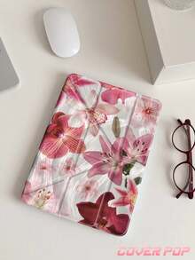 Lily Flower Pattern Tablet Case Compatible With IPad Air 11-Inch M3 2025 / M2 2024, Air 5th Generation 2022 , (A16) 11 Inch 11th Generation 2025,Compatible With Samsung Galaxy Tab,Kindle Paperwhite 12th Gen 2024, Clear Back ,Fashion Pattern Protective Case,Autlueomatic Sleep And Wake-Up Function, Airbag Protection, Suitable For Gifts And Office Use - Multicolor - View 3