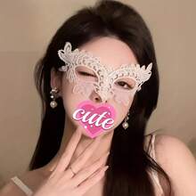 White Mask - Decorative Mask - Party Ball Pure Look Veil - Facial Decorative Eye Mask - Hand-Woven, Soft And Comfortable - trắng - Xem 7