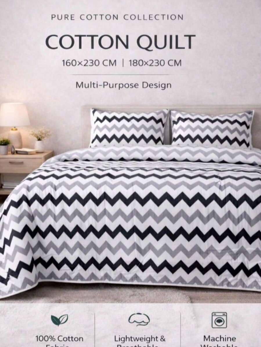 100% Cotton Quilt Bedspread – Lightweight Multi-Purpose Coverlet – All Season – Made In Turkey - Multicolor - View 1
