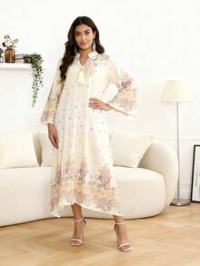 Bộ váy truyền thống Ramadan kiểu mới 2026, thanh lịch, thêu họa tiết Ả Rập, tay dài, kiểu dáng ngọt ngào, thời trang. - trắng - Xem 9