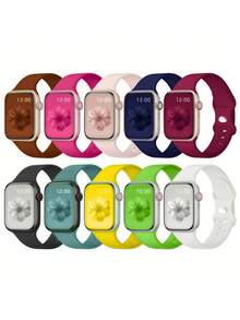 10条装柔软硅胶运动表带，兼容 38mm、40mm、41mm、42mm、44mm、45mm、46mm、49mm，适用于 Series 10、SE、9、8、7、6、5、4、3、Ultra，时尚健身必备礼品套装 - 多色7 - 查看 9