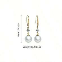 Korean Luxury Minimalist Stylish High-End Zirconia & Pearl Drop Earrings, Elegant Office Daily Wear Jewelry - Multicolor - View 2