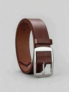 1pc White K-Shaped Buckle Versatile Men's Belt - Coffee Brown - View 5