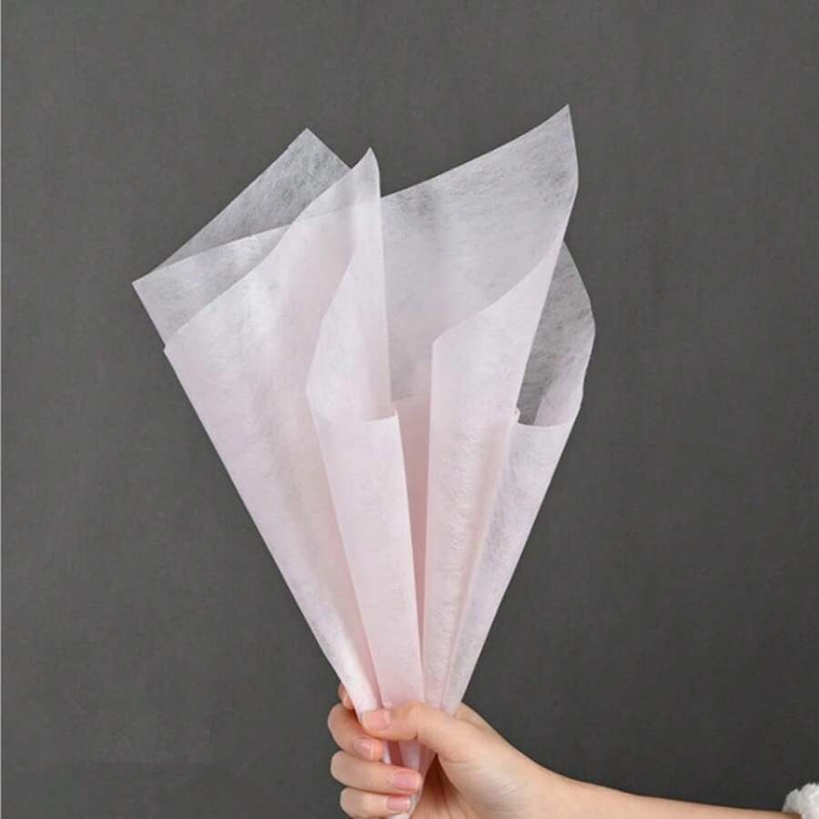 6/30pcs Pink Floral Bouquet Wrapping Paper, Handpainted Korean Style Waterproof Non-Woven Bouquet Wrapping Paper, Suitable For Flower Shop Bouquet Packaging, Valentine's Day Bouquet Wrapping, DIY Gifts, Birthday Gifts, Holiday Gifts Packaging, Size 11.4x11.4 Inches - Multiple Styles - View 1