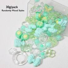 30g Cuentas de acrílico de forma de corazón, lazo y espaciadoras de colores aleatorios para hacer pulseras, cadenas de teléfono móvil, pendientes y accesorios de joyería artesanal - Cuentas mixtas de 6-30 mm - Ver 9