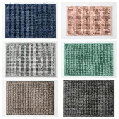 1pc 40x60cm Super Soft, Machine Washable, Absorbent Non-Slip Rectangular Solid Color Chenille Rug, Hot Melt Glue Bottom, Home Living Room Bathroom Decorative Mat