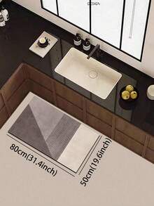 1pc Silica Gel Kitchen Floor Mat, Minimalist Colorblock & Vertical Stripe Pattern, Morandian Gray & Beige Tones, Clean-Cut Modern Simplicity, Suitable For Kitchen, Bathroom, Entryway, Laundry Room, Bedroom, Living Room Decor - متعدد الألوان - مشاهدة 15
