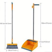 180 Degree Rotatable Broom And Dustpan Set, Suitable For Home Kitchens And Offices - Blue - View 4