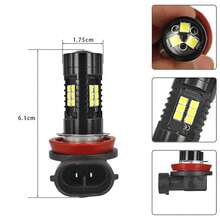 2个 H11 JPH16 3030 21SMD LED 汽车雾灯灯泡 DRL 6000K 白色汽车行车日间行车灯 汽车 LED 灯 12V - H11 21燈 黑鋁 - 查看 5