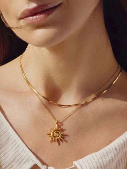 1 pieza Collar gargantilla con colgante minimalista de sol para mujer, delicado y multiusos, adecuado para uso diario, uso en fiestas, accesorio de lujo elegante para damas, para todas las estaciones, verano, playa, accesorio nupcial