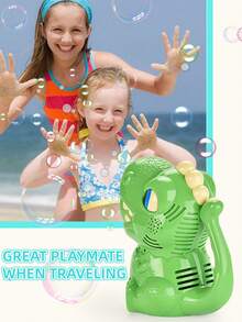 Dinosaur Bubble Machine, Kids Bubble Blower, Summer Indoor/Outdoor Toy, Dinosaur Party Gift, Children's Birthday Gift (Green) - Green - View 2