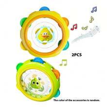 可爱动物手鼓玩具套装 - 婴儿振动手鼓3种款式（兔子、鸭子、恐龙），双手摇铃感官玩具 - 适合开学、复活节、感恩节、万圣节、圣诞节、新年、儿童节、生日等节日作为礼物 - 彩色 - 查看 13
