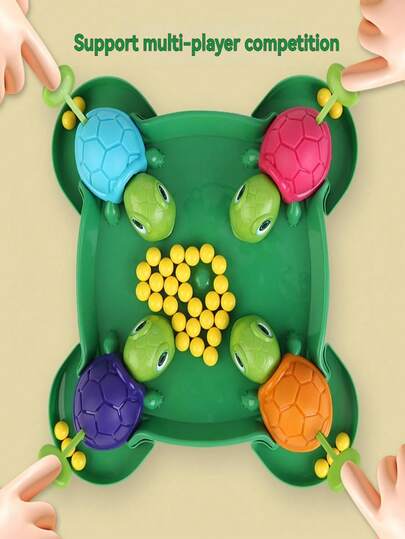 Juguete de tortuga come frijoles, juego competitivo de tortuga revolviendo frijoles, diseño lindo, colores vibrantes, competencia multijugador, entrena la capacidad de agarre de los niños, reconocimiento de colores, interacción entre padres e hijos, juego de mesa para interiores