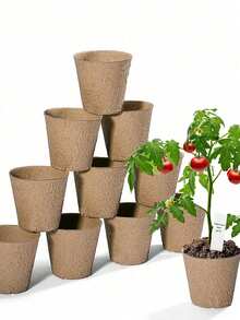 Bộ 20/40/60 chậu ươm cây bằng bột giấy, chậu dinh dưỡng, chậu trồng cây, khay ươm hạt giống để trồng cây con. - tròn - Xem 3