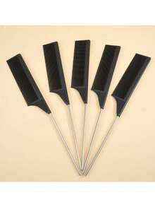 1/3/10支装钢制尖尾梳、碳纤维耐热梳、不锈钢尖尾梳 - 黑色 - 查看 1