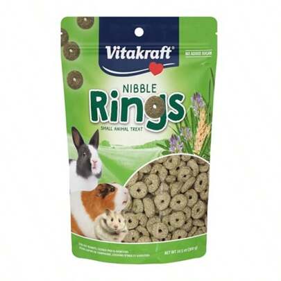 Nibble Rings Small Animal Treat 10.6 Oz Healthy Crunchy Snack For Rabbits Guinea Pigs Hamsters Other Small Pets Wholesome Wheat Alfalfa Added Vitamins Artificial Flavors