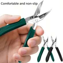 1pc Heavy Duty Stainless Steel Nail Clipper, Precision Trimmer With Safety Soft Grip Handle, 25 Degree Angled Sharp Blade, Anti-Splash Design, Suitable For Home, Nail Salon, Pedicure - Essential Nail & Foot Care Tool, Ergonomic Handle, Durable - Multicolor - View 5