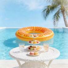 1 pieza Flotador inflable de fruta para nadar, flotador de piscina grueso para adultos, diseño lindo de sandía/kiwi/naranja, material de PVC duradero, adecuado para playa, lago, fiesta en la piscina - Multicolor - Ver 7