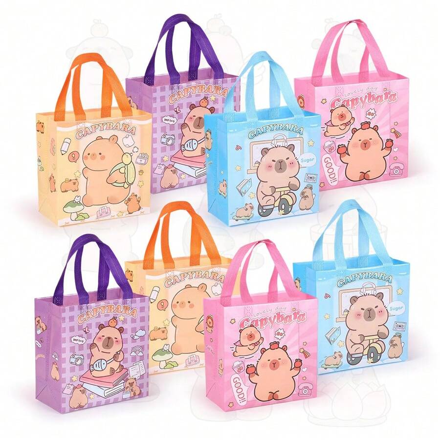 CARRIECUR Felt Material Hamster Pattern Gift Bag With Handle, Multi-Color Hamster Theme Birthday Baby Shower Easter Christmas Wedding Bridal Shower Party Decor Reusable Candy Gift Bag - View 1