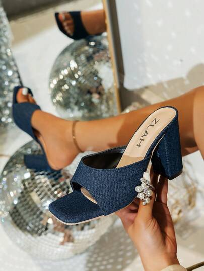 Damen Blaue Wildleder High Heels, Urlaubsstil BOHO Chic Retro Amerikanisch Western Musik Festival Party Plateau Absatz Sandalen