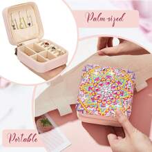 2pcs Diamond Painting Jewelry Box Set, Mandala Pattern, Canvas Material, Size 10*10*5cm, Asymmetric Crystal Diamond Painting Makeup Bag Kit, Suitable For Storing Earrings, Rings, Bracelets, Necklaces And Other Small Items, Ideal For Daily Use, Travel And Holiday Gifts - View 5
