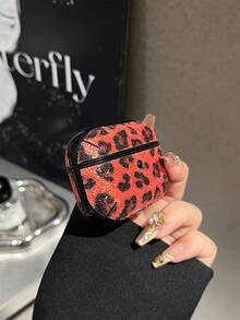 1pc Leopard Print Bluetooth Earphone Protective Case Compatible With Apple 1/2/3/Pro/Pro2/4 - Red - View 6