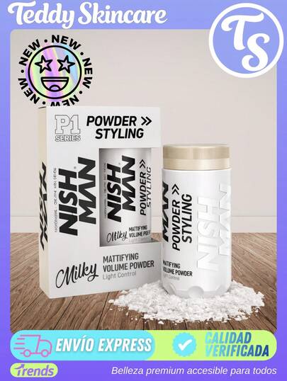 Polvo Texturizador Para Hombres Nishman Milky Light Max Powder 20g Cera En Polvo Para Peinados Texturizados Volumen Instantáneo Calidad Premium Cera En Polvo