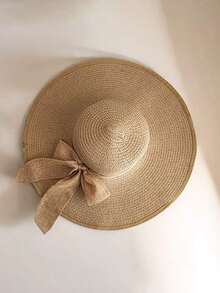 Wide-Brimmed Straw Hat, Bohemian Style, Valentine's Day - Multicolor - View 4