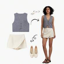 YROOE Fashion Women's Casual Niche Asymmetrical Design Knitted Vest Sweater Vest - Grey - View 2