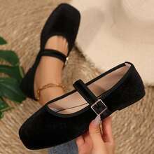 Comfortable Square Toe Flats Sandals For Women Soft Work Retro Mary Jane Shoes Comfortable Dress Shoes - 黑色 - 查看 2