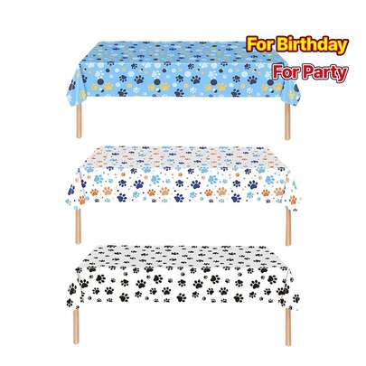 2件套狗狗爪印生日派对桌布，派对用品，节日装饰，餐厅装饰，餐桌装饰