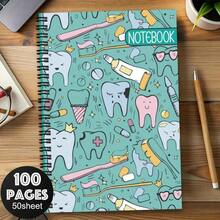 这款护士专用笔记本采用螺旋装订，封面饰以柔和的粉彩色调，印有牙科工具、牙齿和医学符号。这款小巧的记事本非常适合护士、医学生和牙科保健员使用。 - G - 查看 3