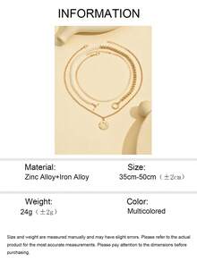 3pcs/Set Faux Pearl CCB Bead Coin Pendant Necklace, Fashion Beaded Choker Necklace With Metal Clasp, Suitable For Daily Wear Or Gift, Handmade Chain Length Customizable - Multicolor - View 5