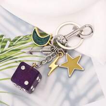 1pc Gifts Alloy Moon Stars Keychain Keyring Cartoon Bags Pendant Cute Car Key Chain - Multicolor - View 5